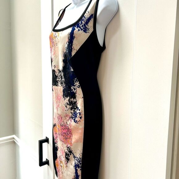 Bar‎ III sleeveless color block floral sheath dress zipper back woman’s size M - Picture 2 of 9